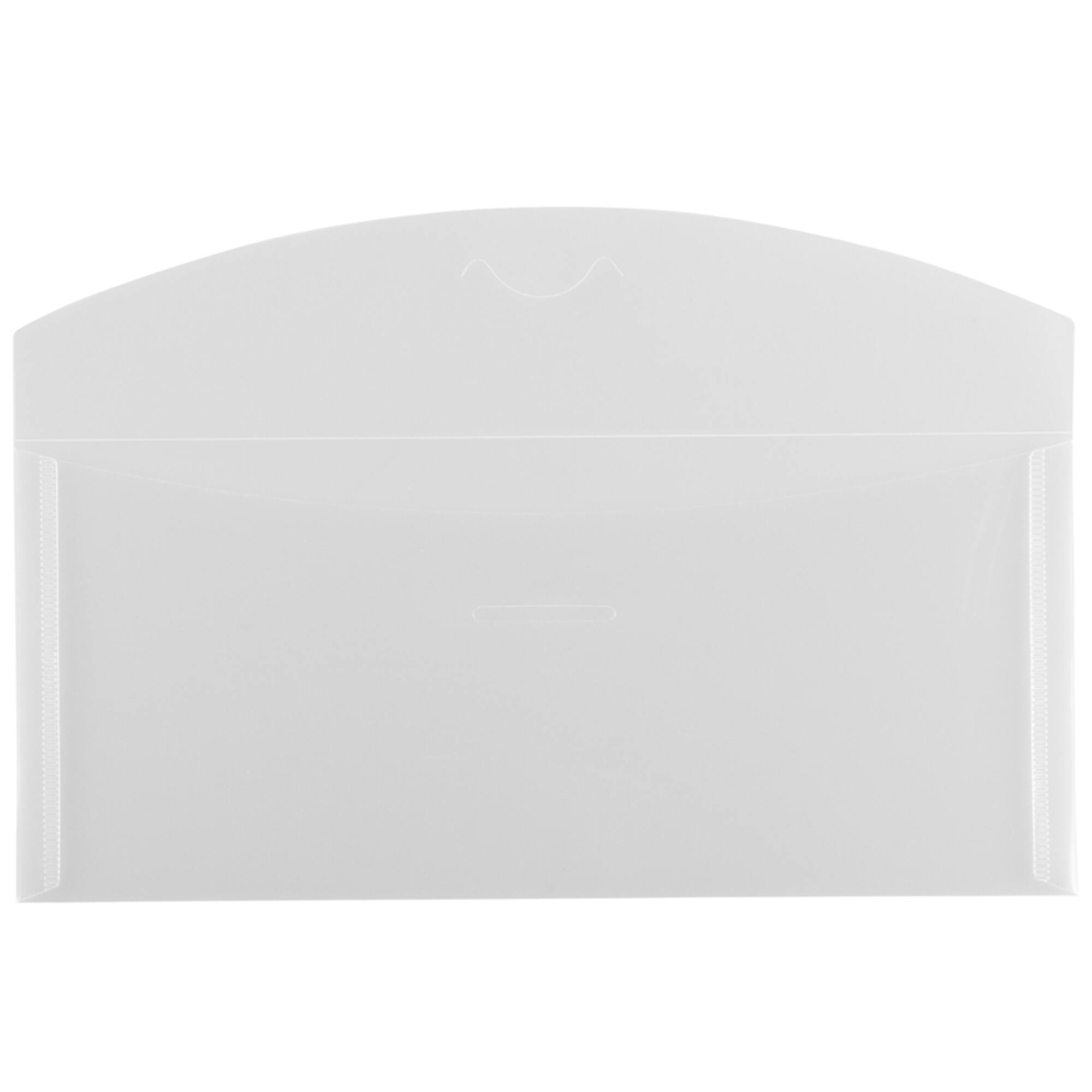 JAM Paper 4.25" x 9.75" Clear Plastic Tuck Flap Closure Envelopes, 12ct.